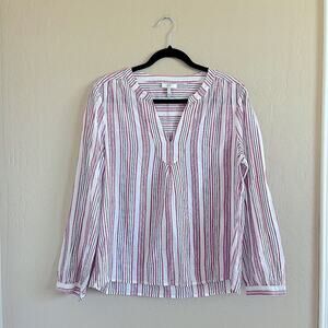 Joie Red White Blue Striped Long Sleeve Top